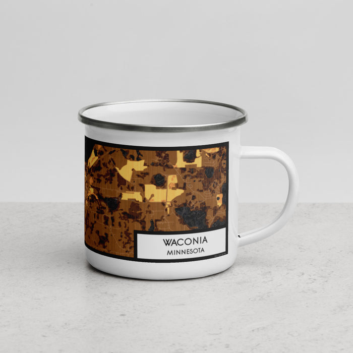 Right View Custom Waconia Minnesota Map Enamel Mug in Ember