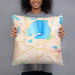 Person holding 18x18 Custom Waconia Minnesota Map Throw Pillow in Watercolor