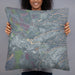 Person holding 22x22 Custom Wahiawa Hawaii Map Throw Pillow in Afternoon