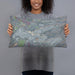 Person holding 20x12 Custom Wahiawa Hawaii Map Throw Pillow in Afternoon