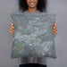 Person holding 18x18 Custom Wahiawa Hawaii Map Throw Pillow in Afternoon