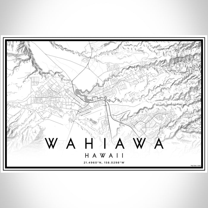 Wahiawa Hawaii Map Print Landscape Orientation in Classic Style With Shaded Background
