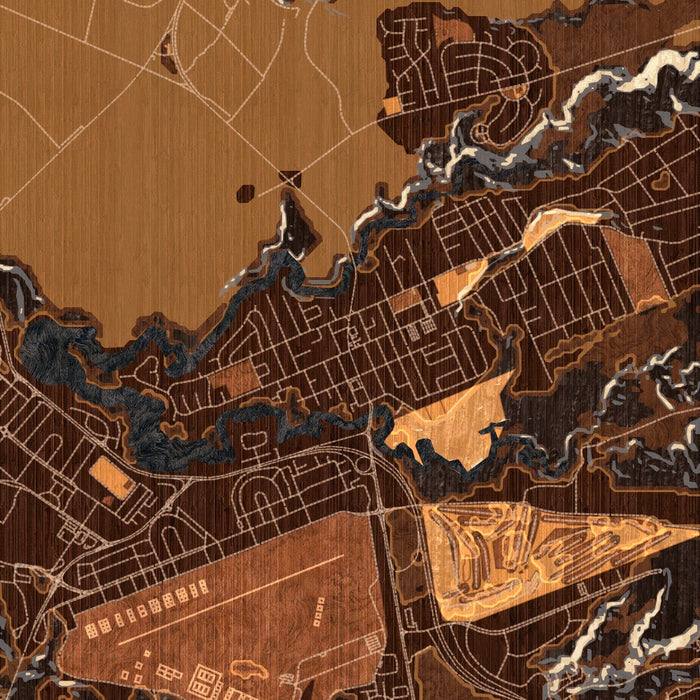 Wahiawa Hawaii Map Print in Ember Style Zoomed In Close Up Showing Details