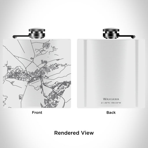 Rendered View of Wahiawa Hawaii Map Engraving on 6oz Stainless Steel Flask in White