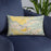 Custom Wahiawa Hawaii Map Throw Pillow in Woodblock on Blue Colored Chair