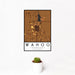12x18 Wahoo Nebraska Map Print Portrait Orientation in Ember Style With Small Cactus Plant in White Planter