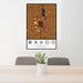 24x36 Wahoo Nebraska Map Print Portrait Orientation in Ember Style Behind 2 Chairs Table and Potted Plant