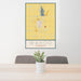 24x36 Wahoo Nebraska Map Print Portrait Orientation in Woodblock Style Behind 2 Chairs Table and Potted Plant