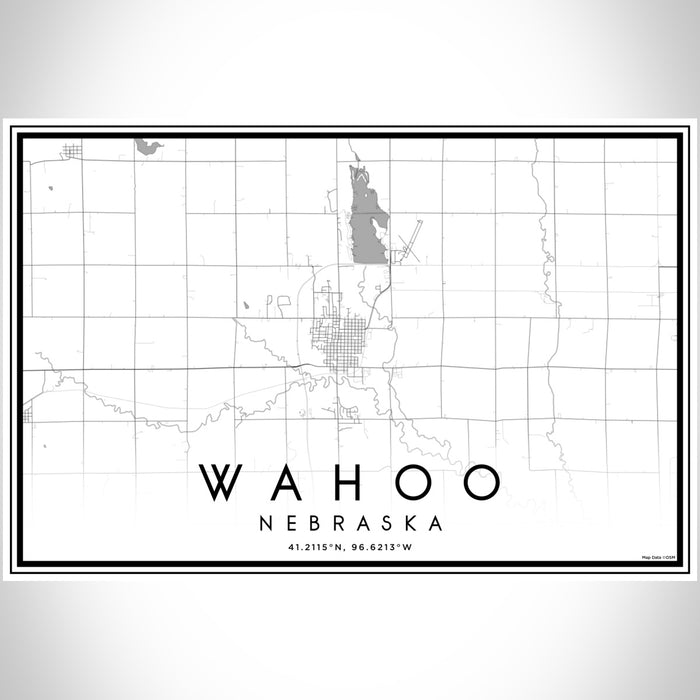Wahoo Nebraska Map Print Landscape Orientation in Classic Style With Shaded Background
