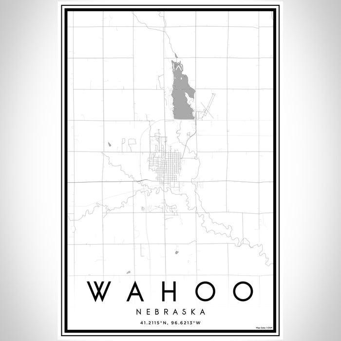 Wahoo Nebraska Map Print Portrait Orientation in Classic Style With Shaded Background