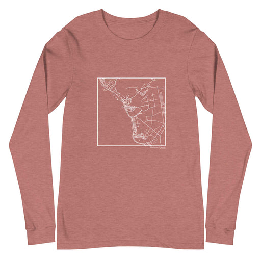 Waianae Hawaii  Map Unisex Long-Sleeve T-shirt with City inscription in Heather Mauve