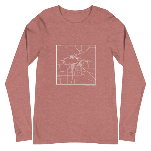 Wakefield Michigan  Map Unisex Long-Sleeve T-shirt with City inscription in Heather Mauve