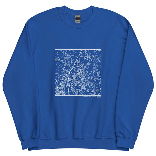Wake Forest North Carolina  Map Unisex Crewneck Sweater with City inscription in Royal Blue