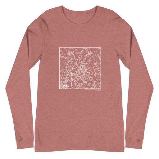 Wake Forest North Carolina  Map Unisex Long-Sleeve T-shirt with City inscription in Heather Mauve