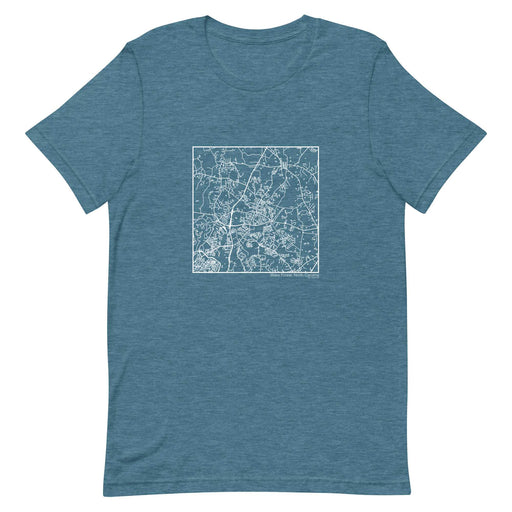 Wake Forest North Carolina  Map Unisex T-Shirt with City inscription in Heather Teal