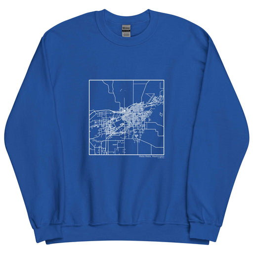 Walla Walla Washington  Map Unisex Crewneck Sweater with City inscription in Royal Blue