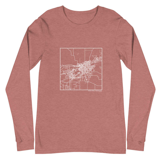 Walla Walla Washington  Map Unisex Long-Sleeve T-shirt with City inscription in Heather Mauve