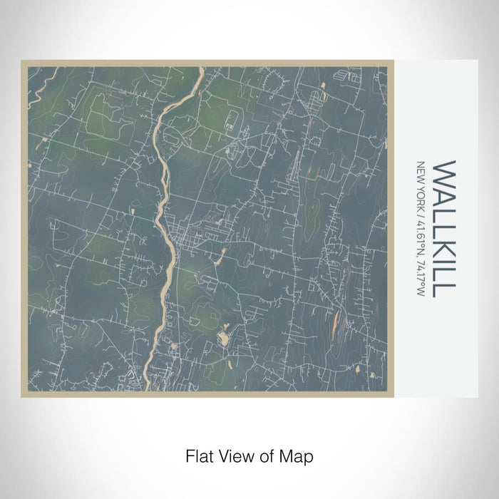 Rendered View of Wallkill New York Map on 20oz Stainless Steel Insulated Bottle with Bamboo Top with printed afternoon style map