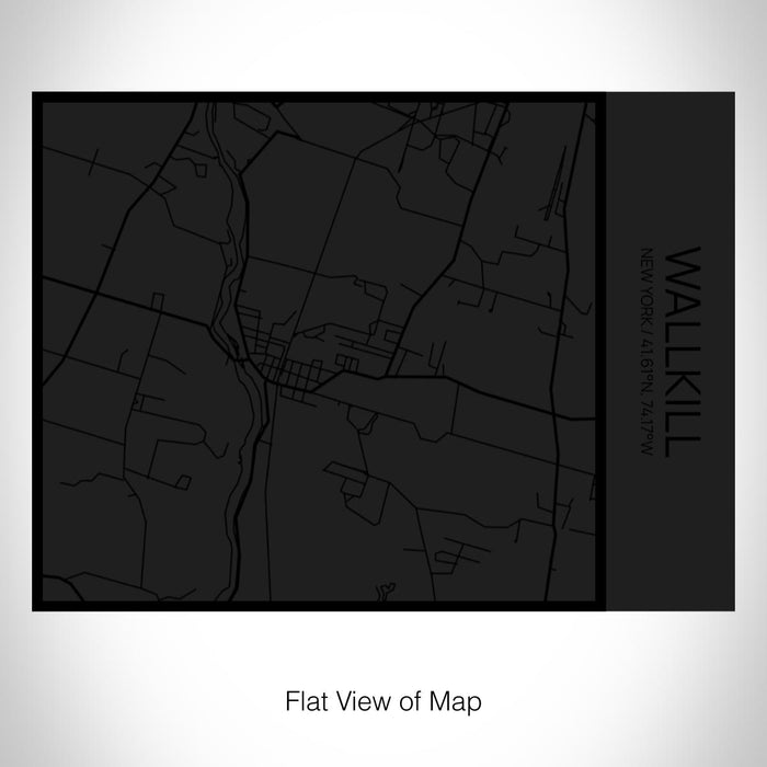 Rendered View of Wallkill New York Map on 20oz Stainless Steel Insulated Bottle with Bamboo Top in Matte Black with printed Tactile Lines Map in Black