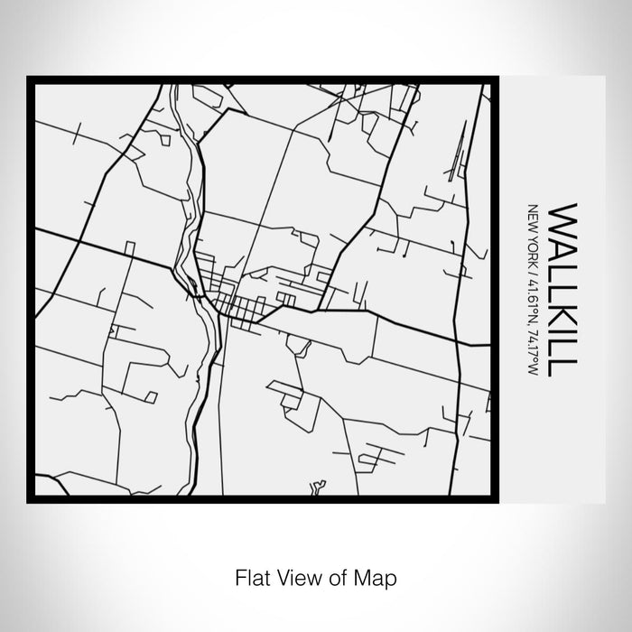 Rendered View of Wallkill New York Map on 20oz Stainless Steel Insulated Bottle with Bamboo Top in Matte White with printed Tactile Lines Map in Black