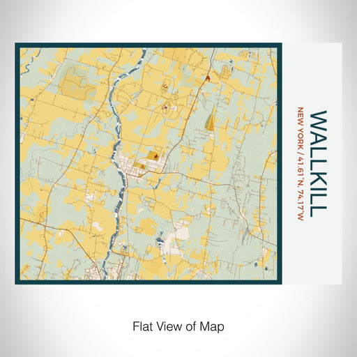 Rendered View of Wallkill New York Map on 20oz Stainless Steel Insulated Bottle with Bamboo Top with printed woodblock style map