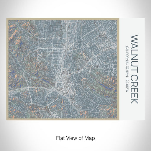 Rendered View of Walnut Creek California Map on 20oz Stainless Steel Insulated Bottle with Bamboo Top with printed afternoon style map