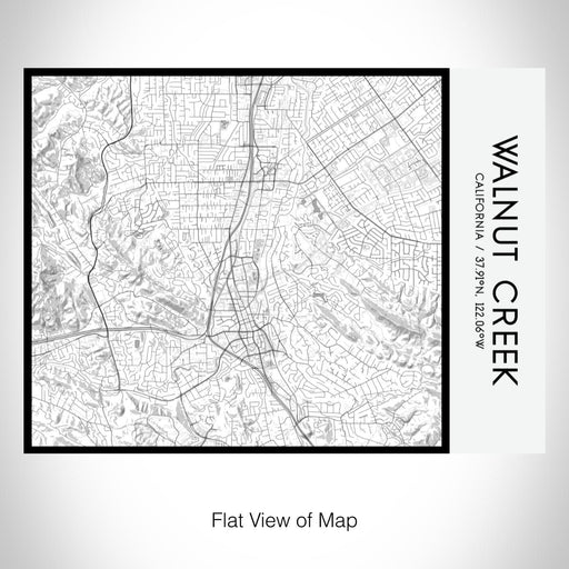 Rendered View of Walnut Creek California Map on 20oz Stainless Steel Insulated Bottle with Bamboo Top with printed classic style map