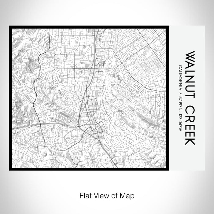 Rendered View of Walnut Creek California Map on 20oz Stainless Steel Insulated Bottle with Bamboo Top with printed classic style map