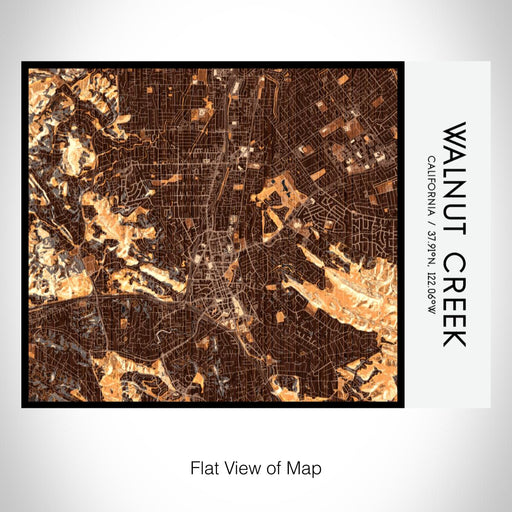 Rendered View of Walnut Creek California Map on 20oz Stainless Steel Insulated Bottle with Bamboo Top with printed ember style map