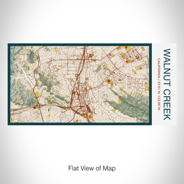 Rendered View of Walnut Creek California Map on 17oz Stainless Steel Insulated Bottle with printed woodblock style map