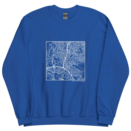 Walnut Creek California  Map Unisex Crewneck Sweater with City inscription in Royal Blue