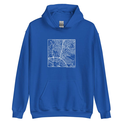 Walnut Creek California  Map Unisex Hoodie Sweater with City inscription in Royal Blue