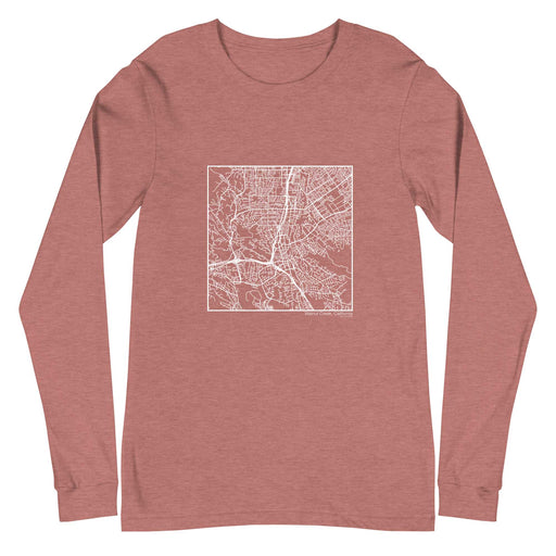 Walnut Creek California  Map Unisex Long-Sleeve T-shirt with City inscription in Heather Mauve