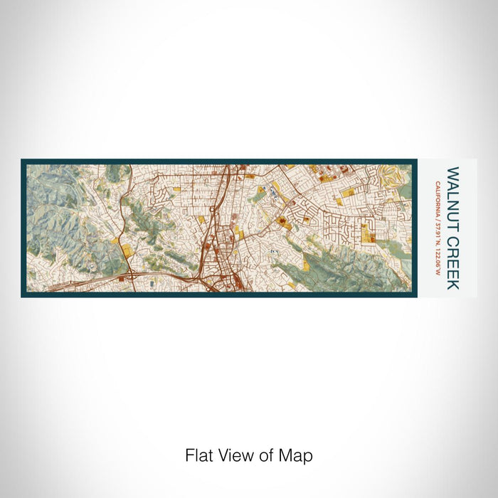 Rendered View of Walnut Creek California Map on 10oz Stainless Steel Insulated Cup in Woodblock with Sliding Lid