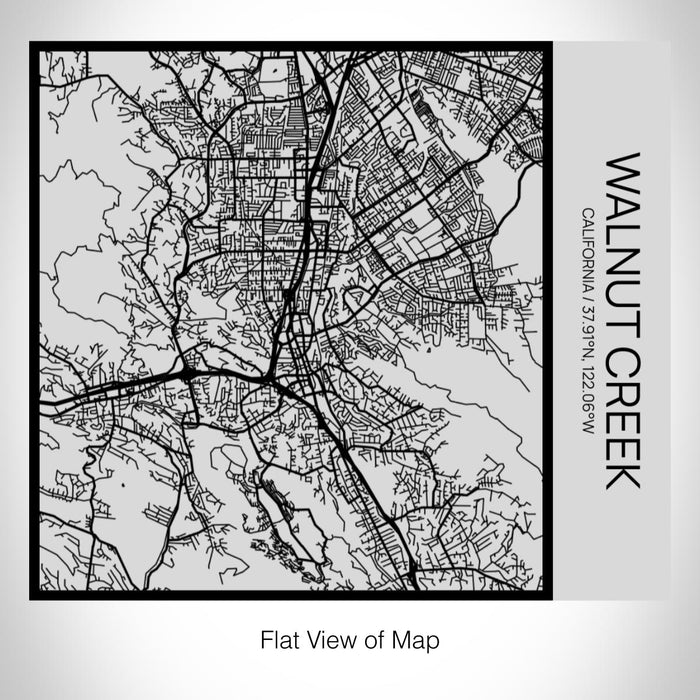 Rendered View of Walnut Creek California Map on 17oz Stainless Steel Insulated Tumbler in Tactile Lines with Succulent in Background