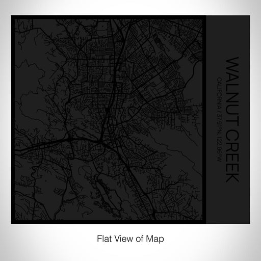 Rendered View of Walnut Creek California Map on 17oz Stainless Steel Insulated Tumbler in Matte Black with Tactile Lines