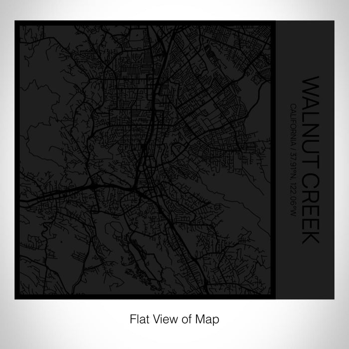Rendered View of Walnut Creek California Map on 17oz Stainless Steel Insulated Tumbler in Matte Black with Tactile Lines