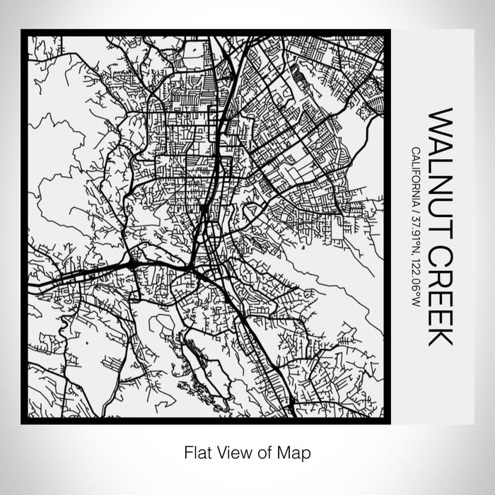 Rendered View of Walnut Creek California Map on 17oz Stainless Steel Insulated Tumbler in Matte White with Tactile Lines