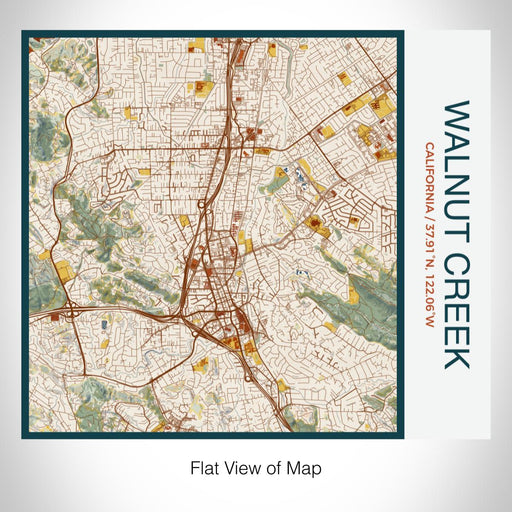 Rendered View of Walnut Creek California Map on 17oz Stainless Steel Insulated Tumbler in Woodblock Map Style