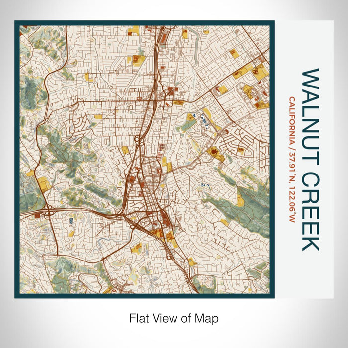Rendered View of Walnut Creek California Map on 17oz Stainless Steel Insulated Tumbler in Woodblock Map Style