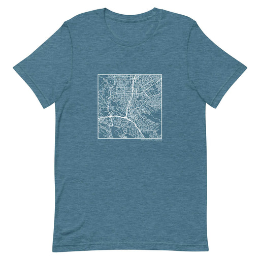 Walnut Creek California  Map Unisex T-Shirt with City inscription in Heather Teal