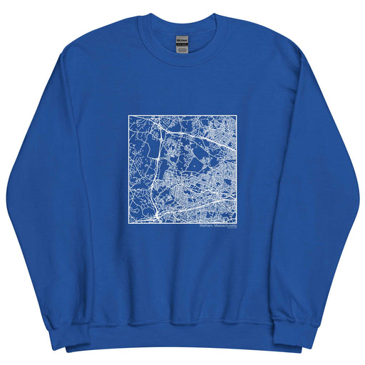 Waltham Massachusetts  Map Unisex Crewneck Sweater with City inscription in Royal Blue
