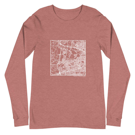 Waltham Massachusetts  Map Unisex Long-Sleeve T-shirt with City inscription in Heather Mauve