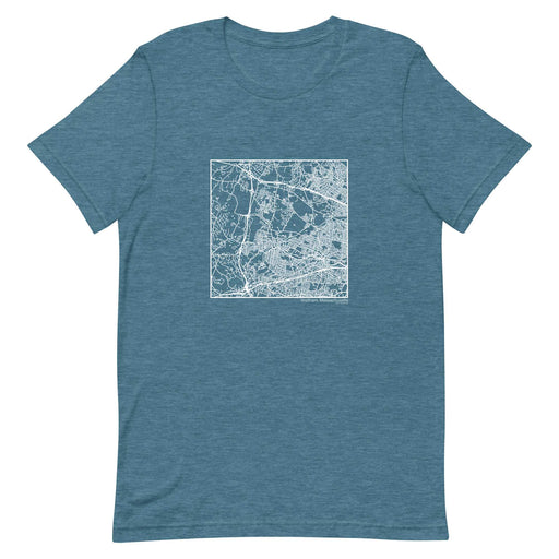 Waltham Massachusetts  Map Unisex T-Shirt with City inscription in Heather Teal