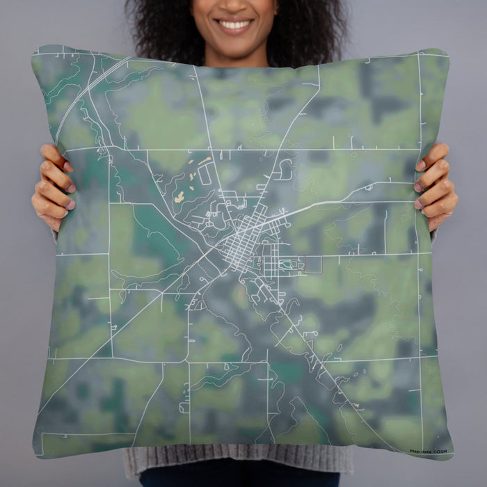 Person holding 22x22 Custom Warren Indiana Map Throw Pillow in Afternoon