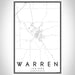 Warren Indiana Map Print Portrait Orientation in Classic Style With Shaded Background