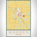 Warren Indiana Map Print Portrait Orientation in Woodblock Style With Shaded Background