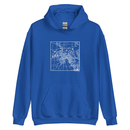 Warren Ohio  Map Unisex Hoodie Sweater with City inscription in Royal Blue