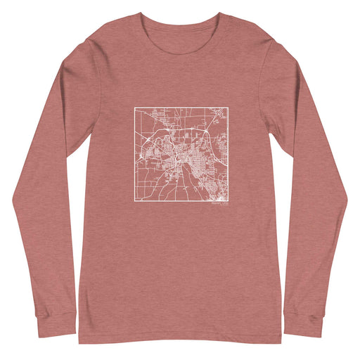 Warren Ohio  Map Unisex Long-Sleeve T-shirt with City inscription in Heather Mauve