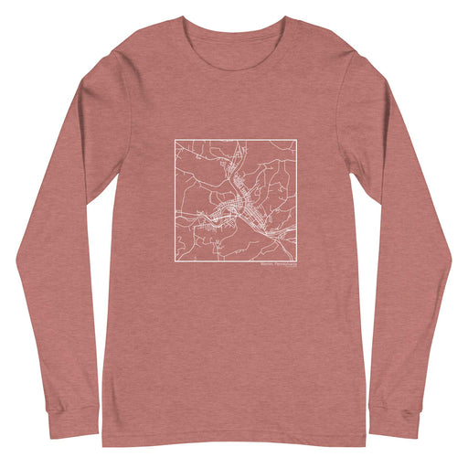 Warren Pennsylvania  Map Unisex Long-Sleeve T-shirt with City inscription in Heather Mauve